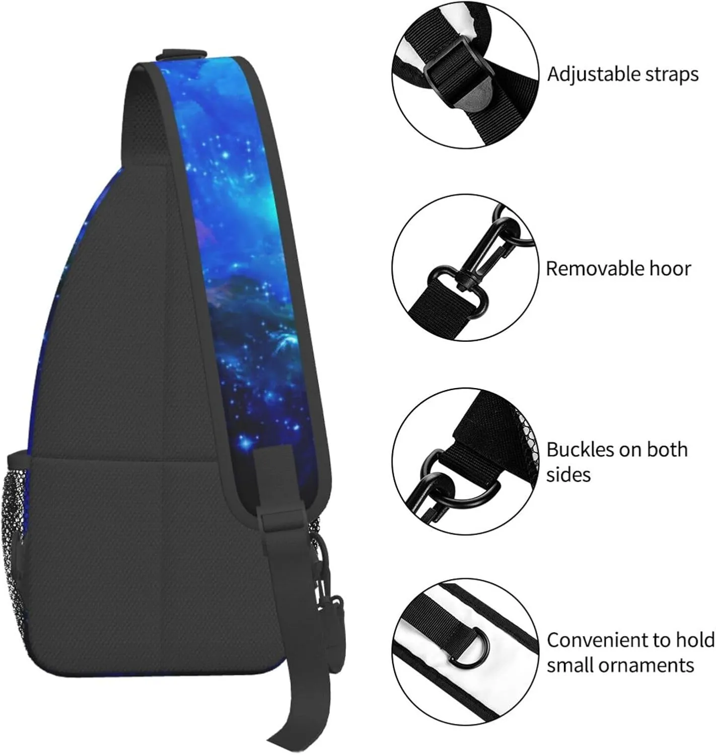 Fashion Purple Galaxy Sling Backpack, Multipurpose Crossbody Shoulder Bag Travel Hiking Daypack for Men Women