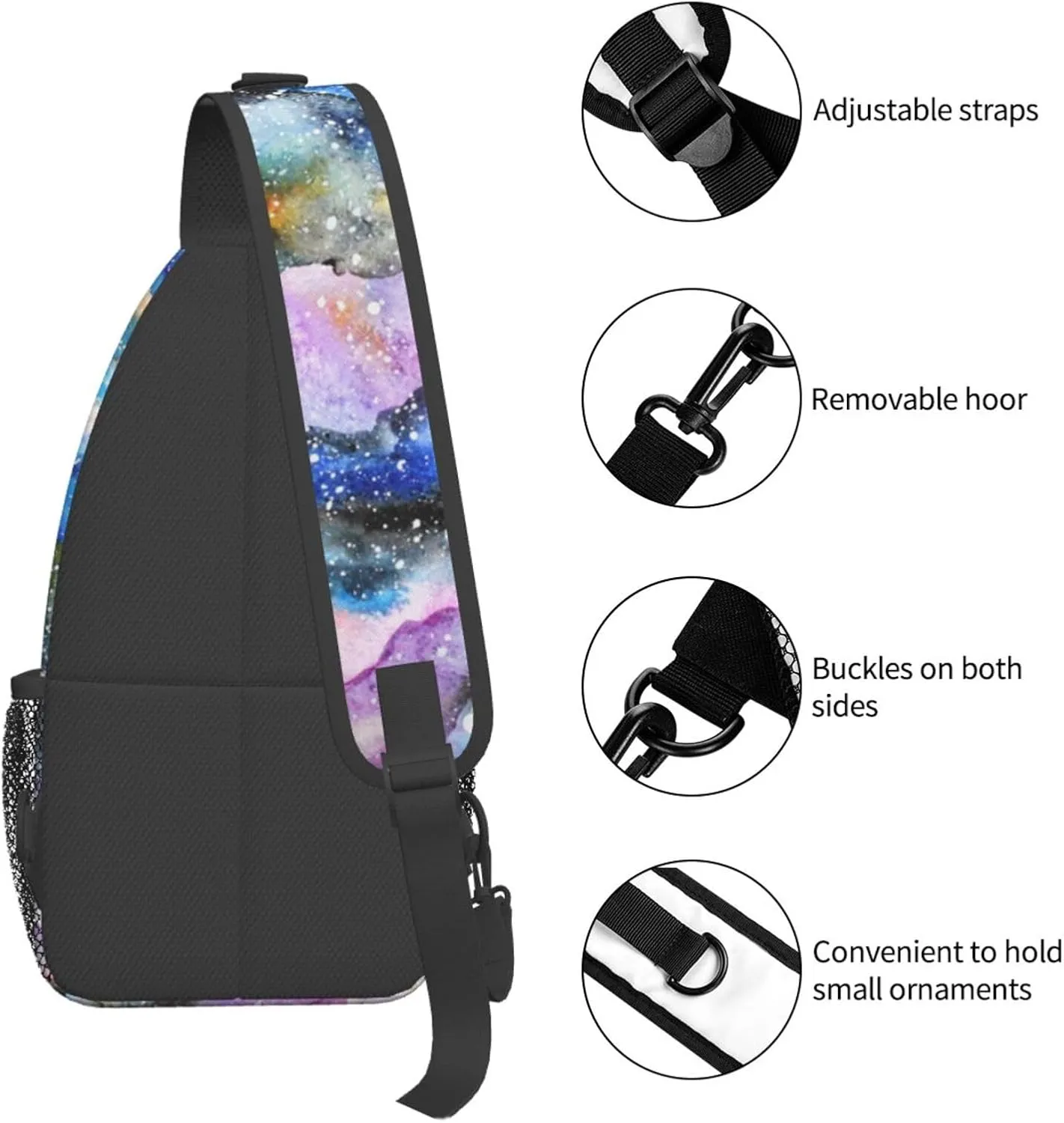 Fashion Purple Galaxy Sling Backpack, Multipurpose Crossbody Shoulder Bag Travel Hiking Daypack for Men Women