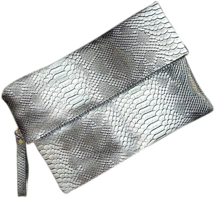 Fashion Snakeskin Envelop Clutch Purse Retro Oversized Handbags for Women