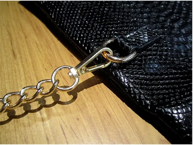Fashion Snakeskin Envelop Clutch Purse Retro Oversized Handbags for Women