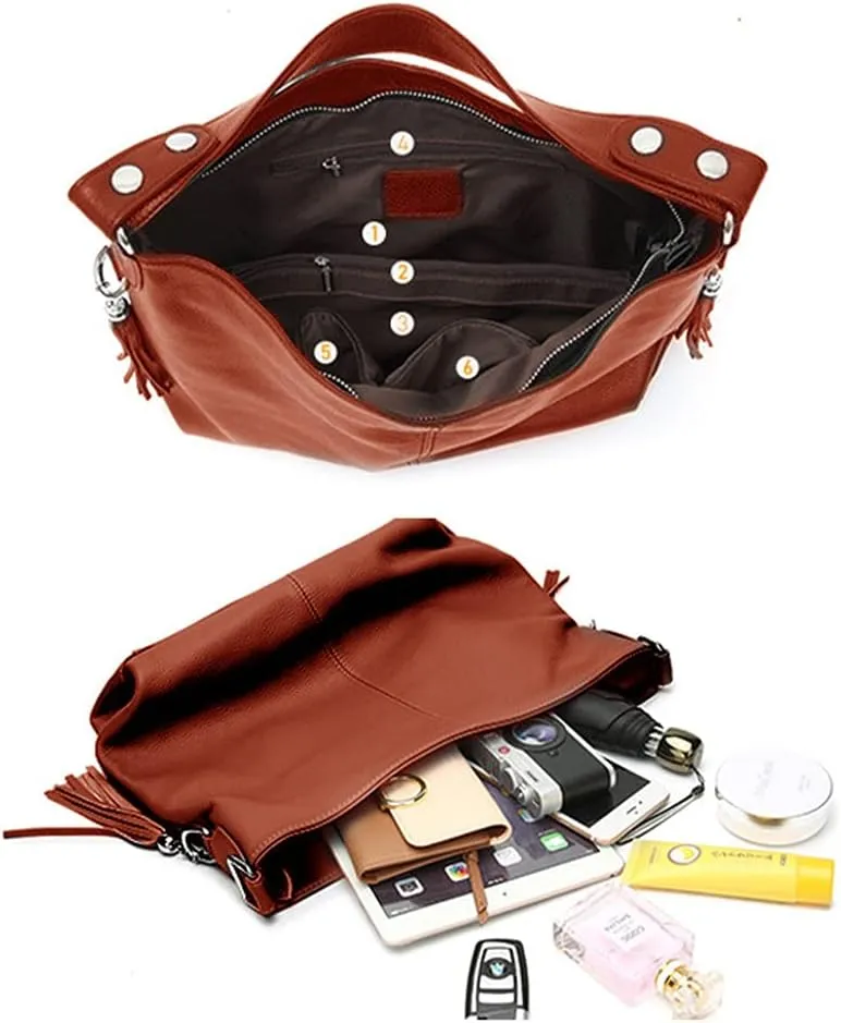 Fashion Soft Real Genuine Leather Tassel Women's Handbag Ladies Shoulder Tote Messenger Hobo Bag Satchel