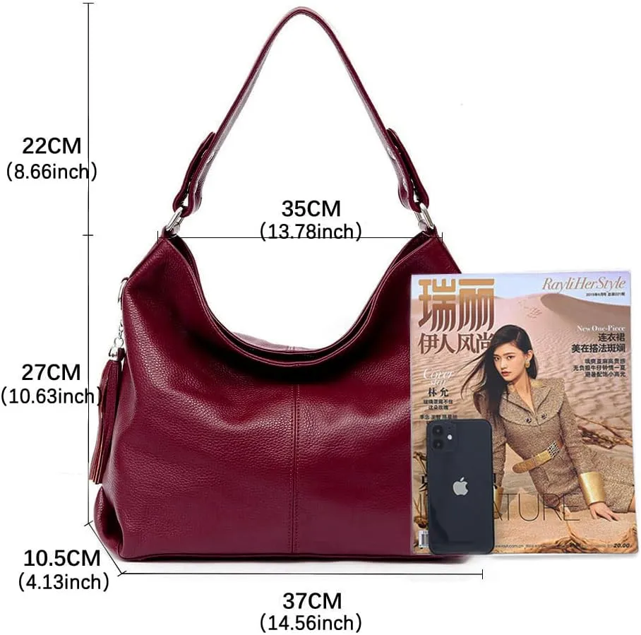 Fashion Soft Real Genuine Leather Tassel Women's Handbag Ladies Shoulder Tote Messenger Hobo Bag Satchel