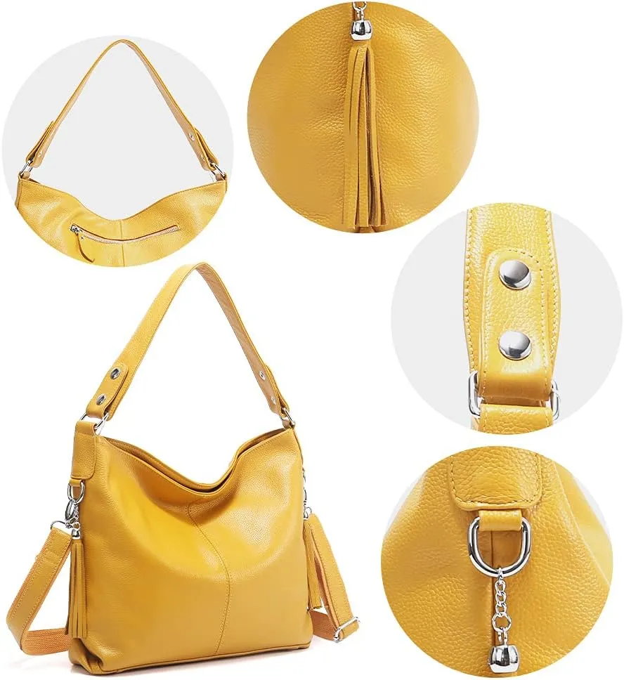Fashion Soft Real Genuine Leather Tassel Women's Handbag Ladies Shoulder Tote Messenger Hobo Bag Satchel