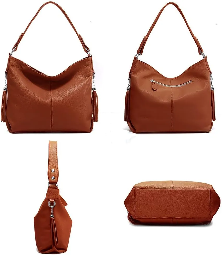 Fashion Soft Real Genuine Leather Tassel Women's Handbag Ladies Shoulder Tote Messenger Hobo Bag Satchel