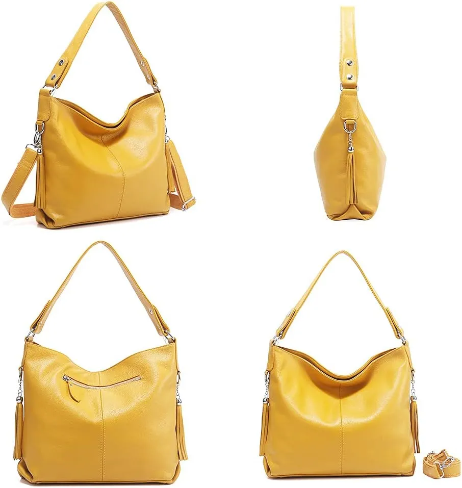 Fashion Soft Real Genuine Leather Tassel Women's Handbag Ladies Shoulder Tote Messenger Hobo Bag Satchel