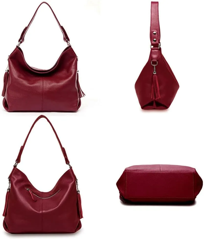 Fashion Soft Real Genuine Leather Tassel Women's Handbag Ladies Shoulder Tote Messenger Hobo Bag Satchel