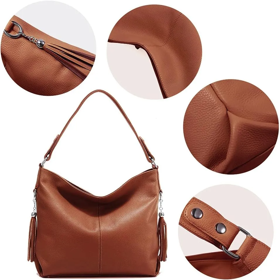 Fashion Soft Real Genuine Leather Tassel Women's Handbag Ladies Shoulder Tote Messenger Hobo Bag Satchel