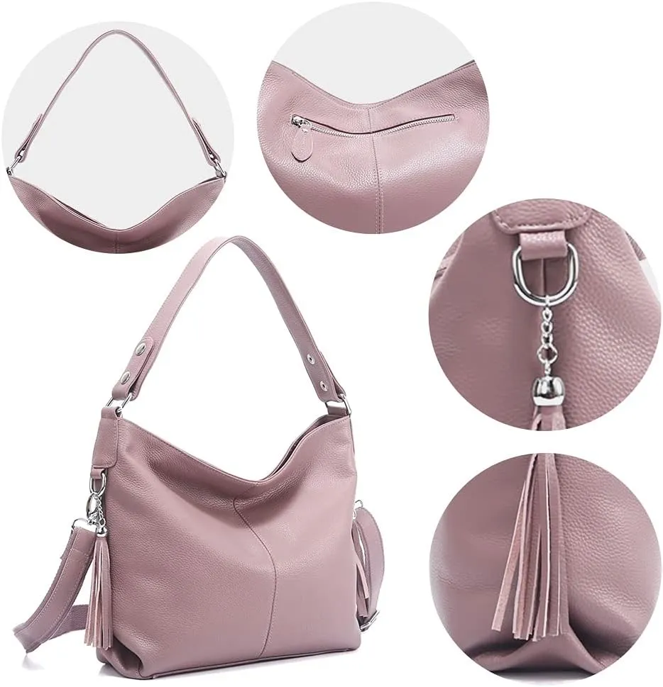 Fashion Soft Real Genuine Leather Tassel Women's Handbag Ladies Shoulder Tote Messenger Hobo Bag Satchel