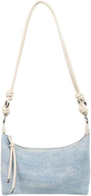 Fashion Sparkly Denim Dumpling Bag Adjustable Shoulder Strap Cross Body Bag Commuter Travel Handbag for Women 2025