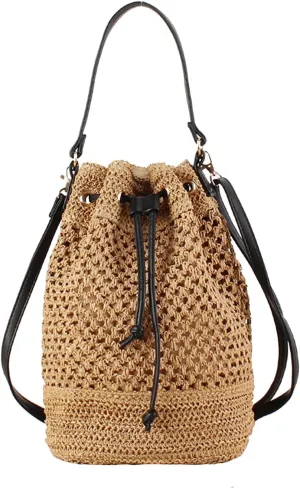 Fashion Woven Bag Handbag Tote Cute Crossbody Bucket Bag Woven