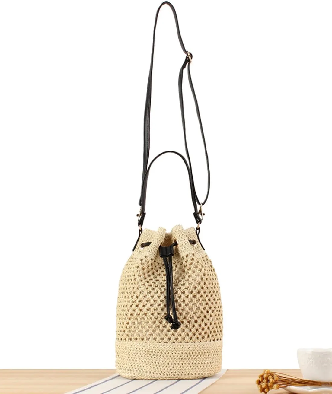 Fashion Woven Bag Handbag Tote Cute Crossbody Bucket Bag Woven