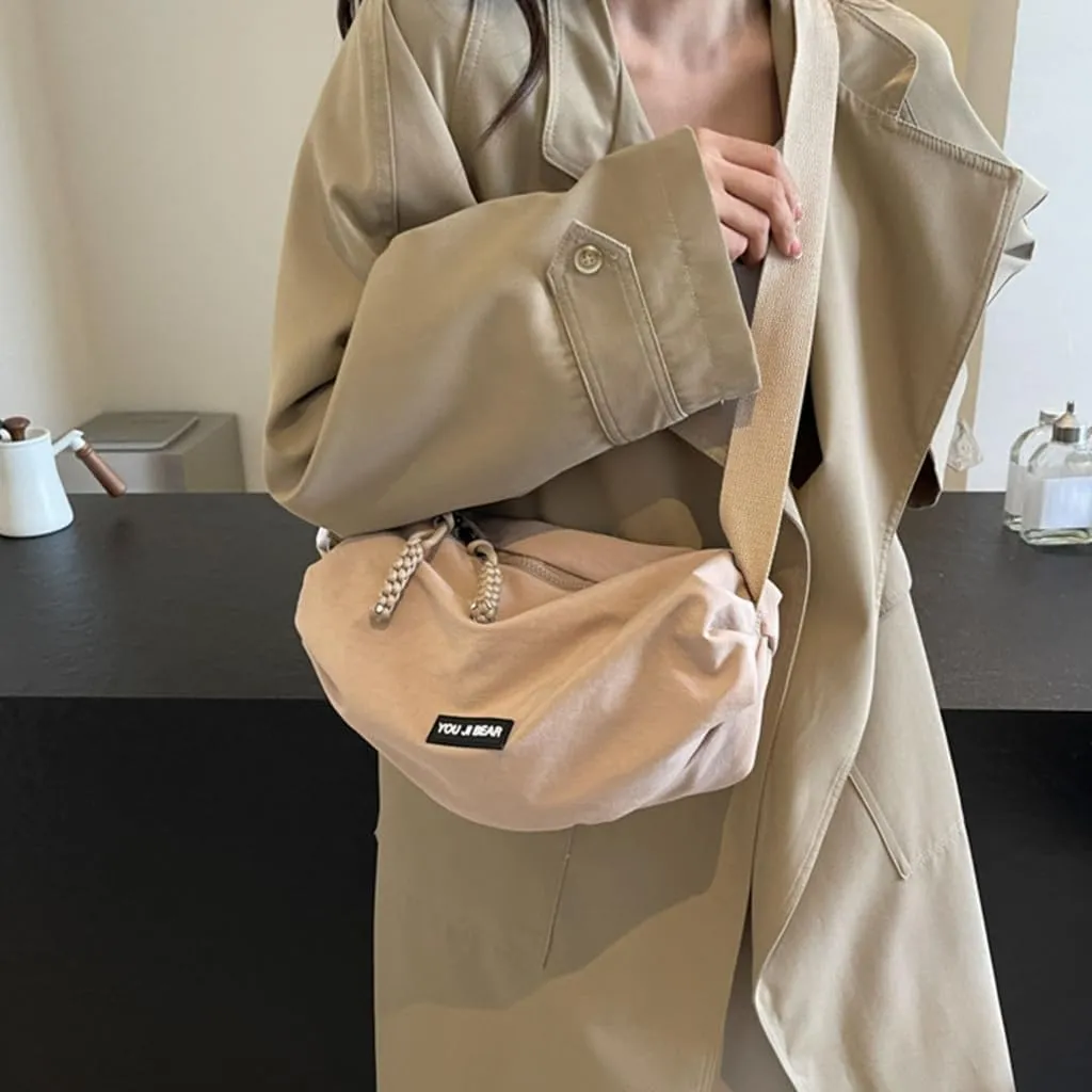 Fashionable Korean Shoulder Bag With Spacious Compartments Crossbody Purse Fabric Chest Pack For Ladies
