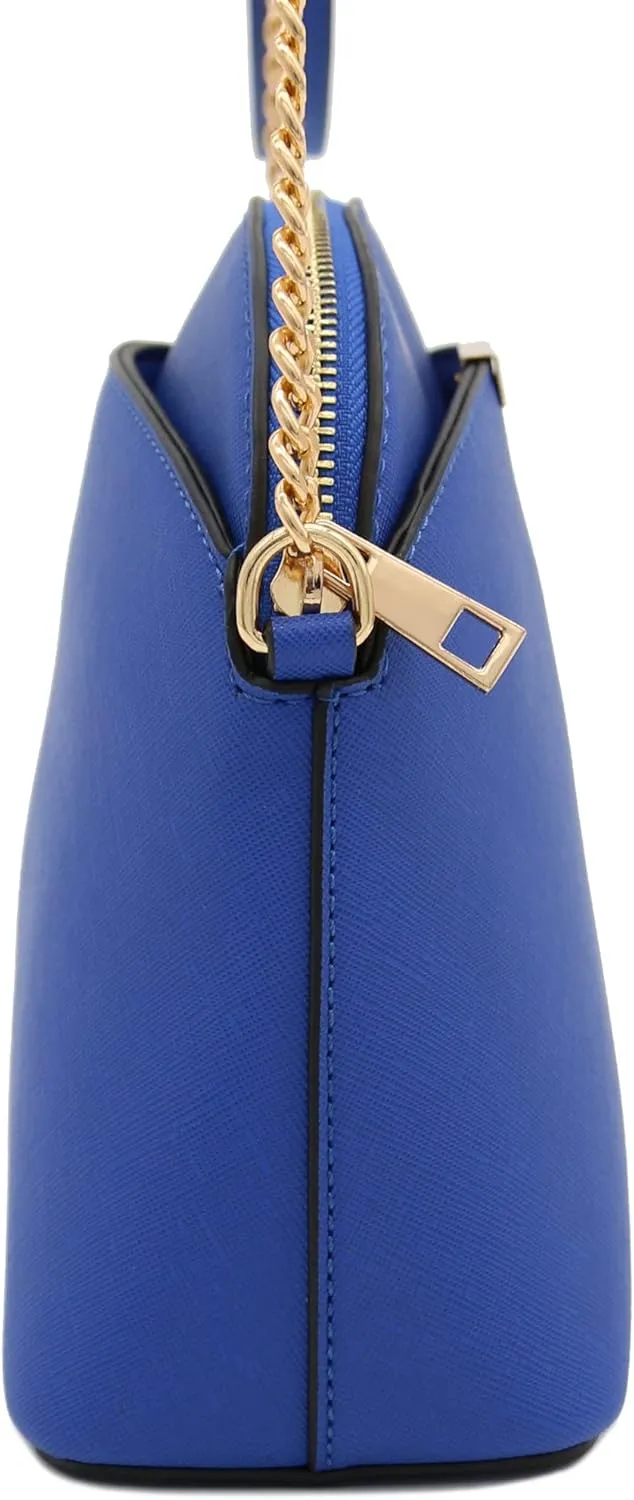 FashionPuzzle Saffiano Small Dome Crossbody bag with Chain Strap
