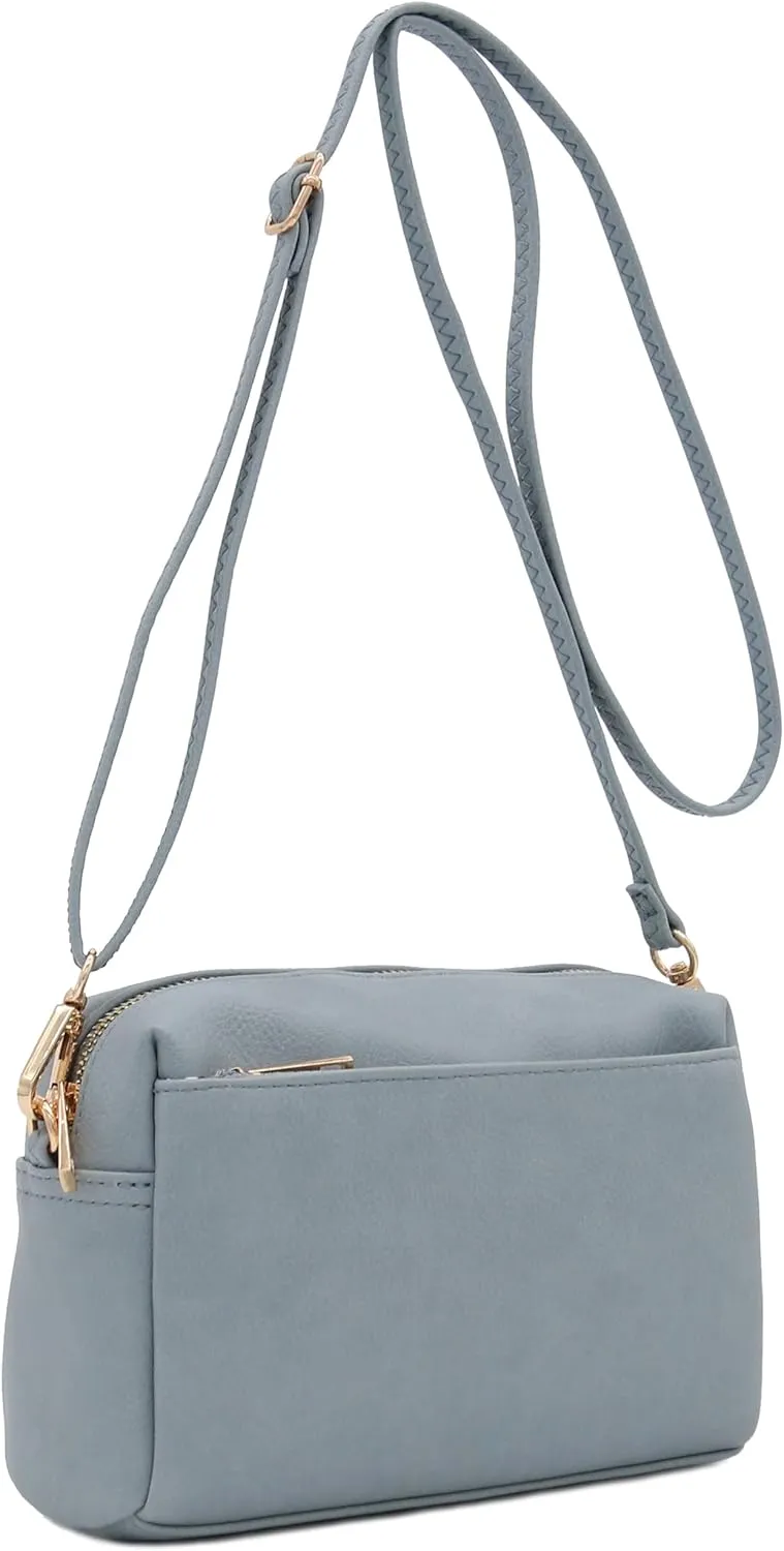 FashionPuzzle Triple Zip Small Crossbody Bag