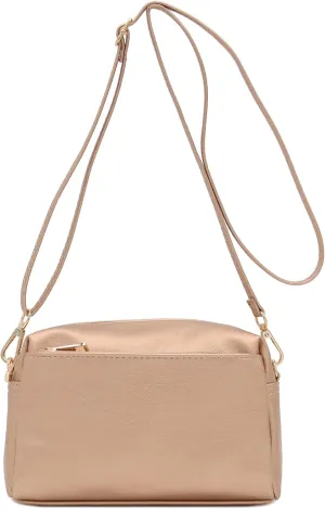 FashionPuzzle Triple Zip Small Crossbody Bag