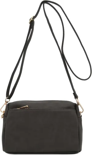 FashionPuzzle Triple Zip Small Crossbody Bag