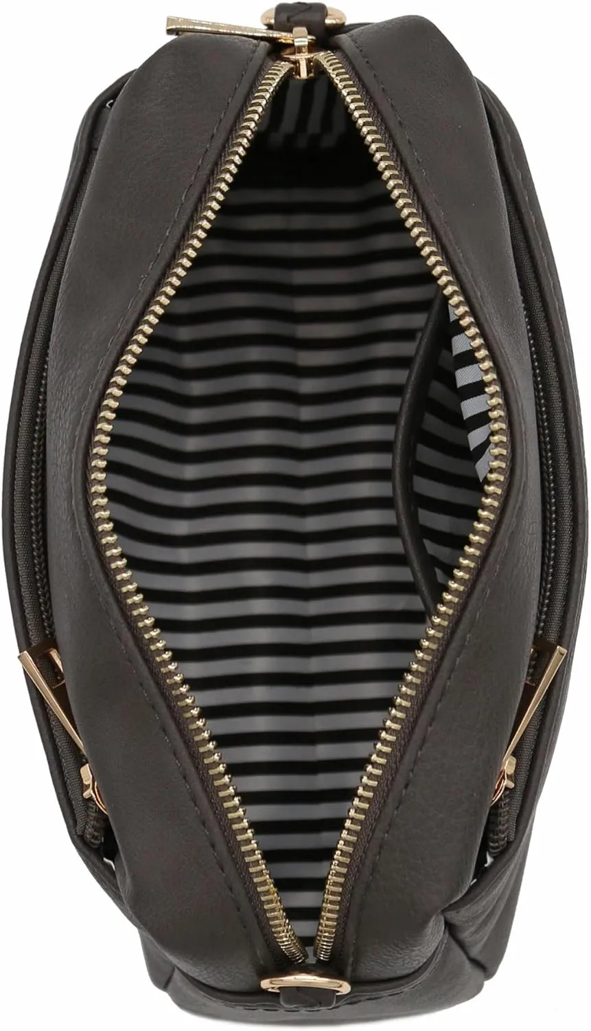 FashionPuzzle Triple Zip Small Crossbody Bag
