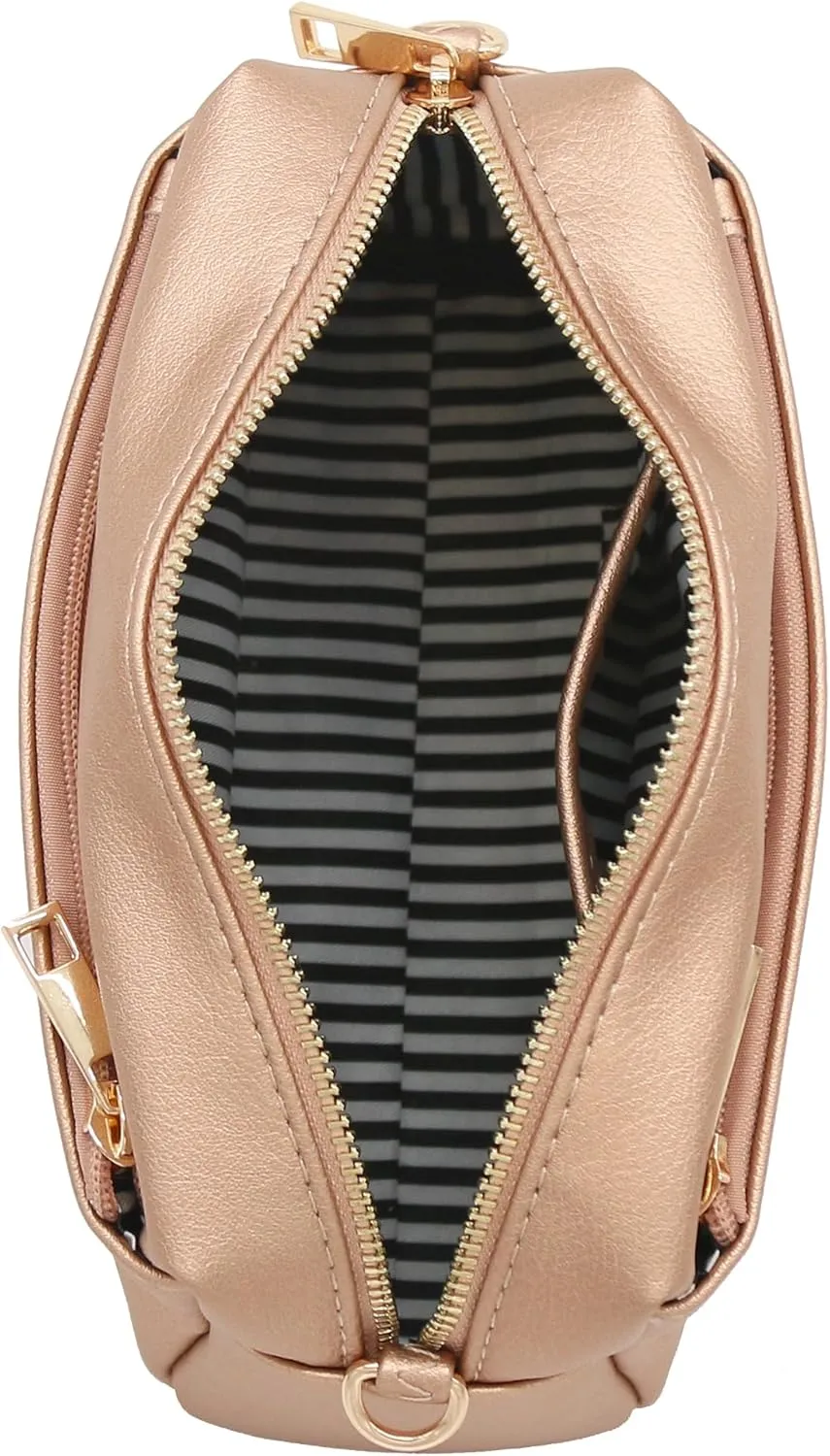 FashionPuzzle Triple Zip Small Crossbody Bag