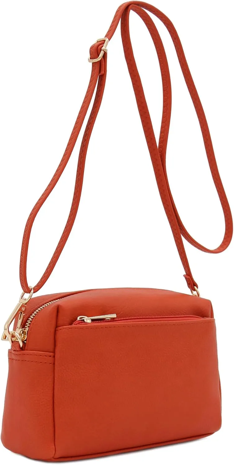 FashionPuzzle Triple Zip Small Crossbody Bag