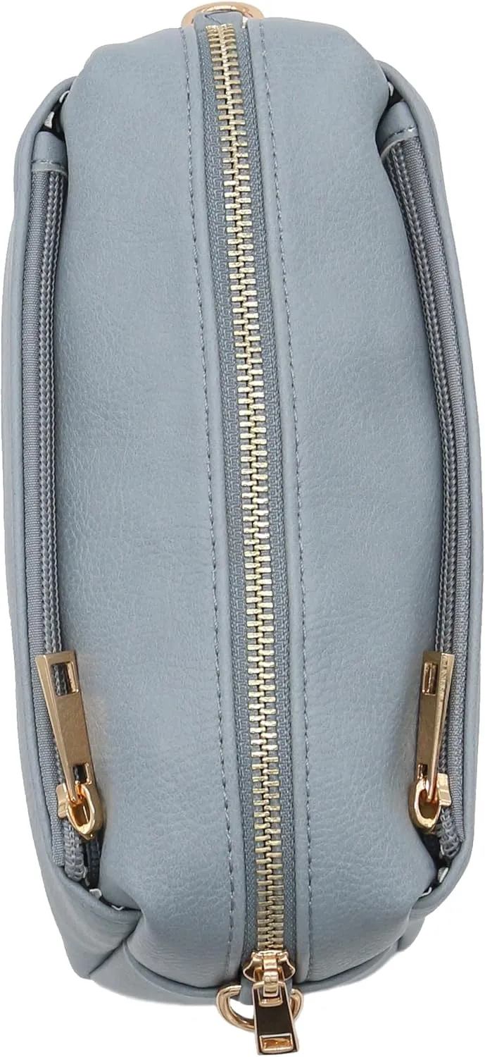 FashionPuzzle Triple Zip Small Crossbody Bag