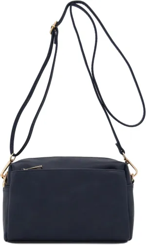 FashionPuzzle Triple Zip Small Crossbody Bag