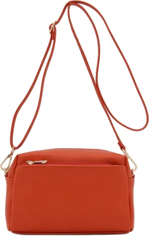 FashionPuzzle Triple Zip Small Crossbody Bag