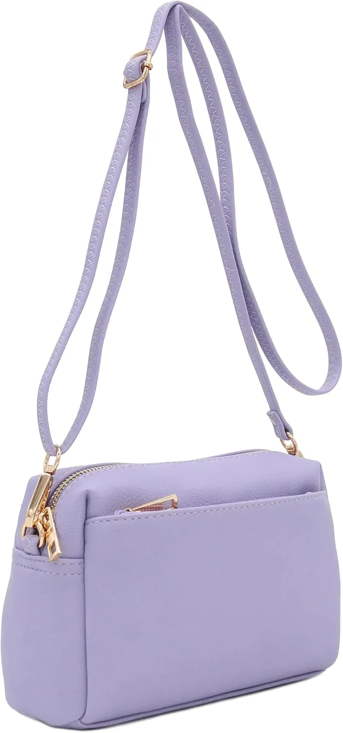 FashionPuzzle Triple Zip Small Crossbody Bag