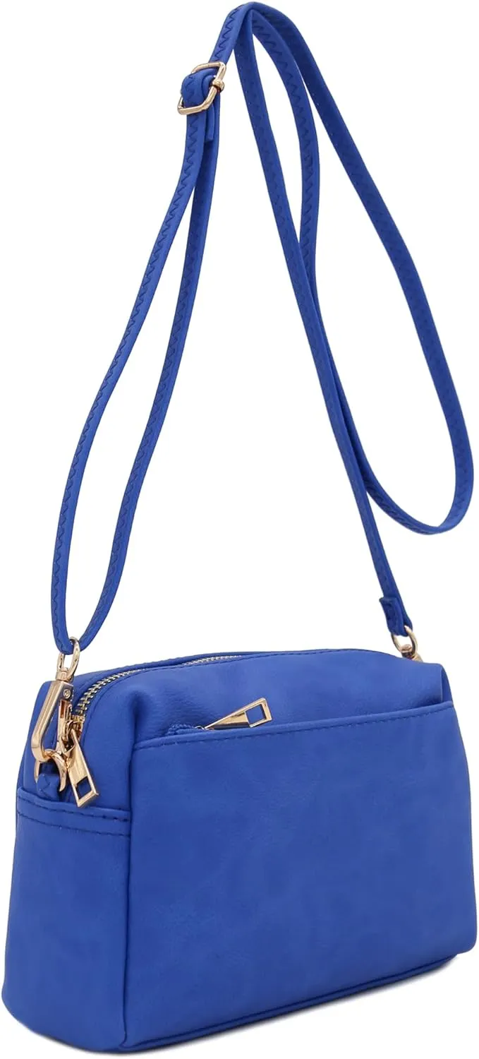 FashionPuzzle Triple Zip Small Crossbody Bag
