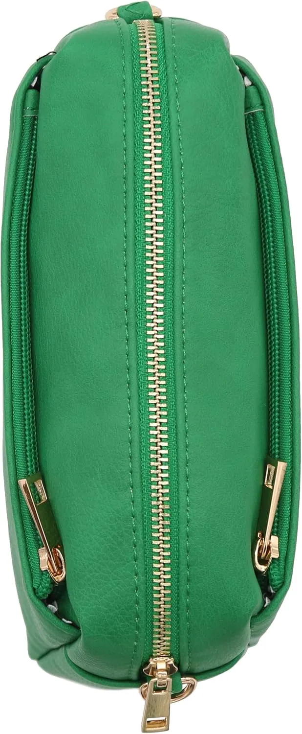 FashionPuzzle Triple Zip Small Crossbody Bag