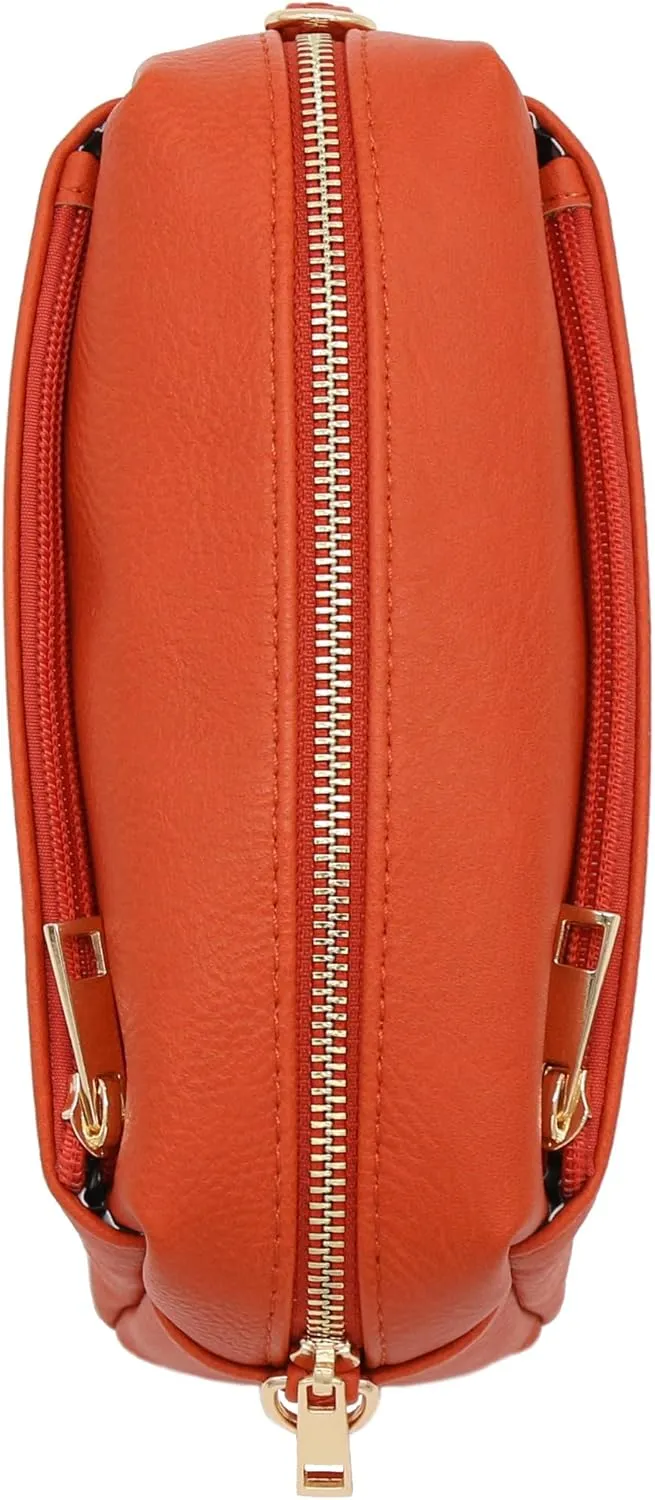 FashionPuzzle Triple Zip Small Crossbody Bag