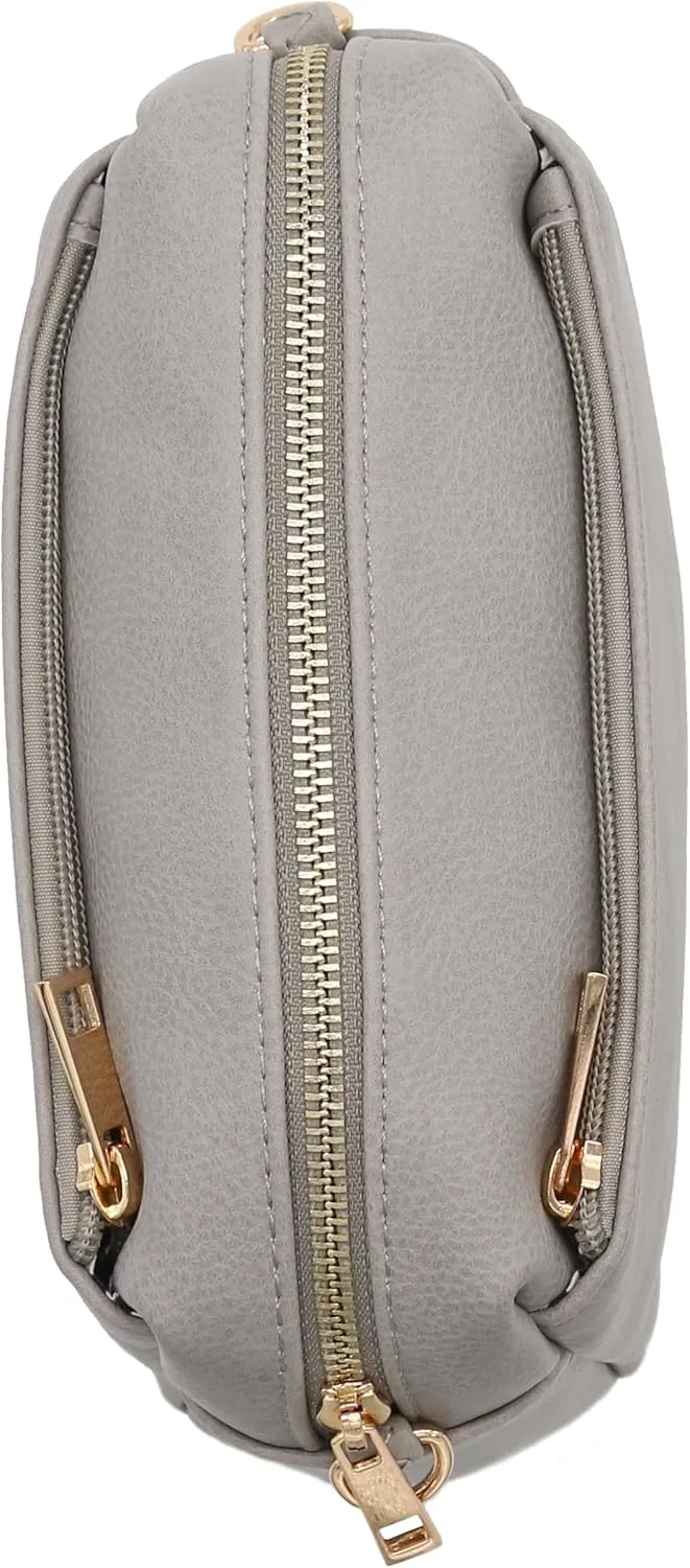 FashionPuzzle Triple Zip Small Crossbody Bag