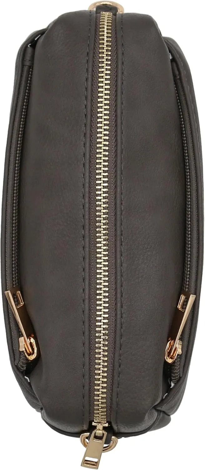 FashionPuzzle Triple Zip Small Crossbody Bag