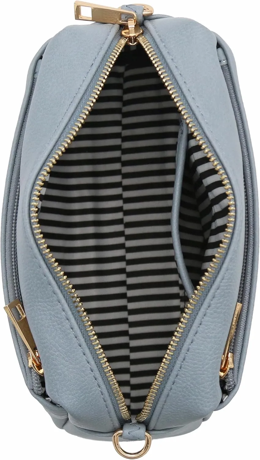 FashionPuzzle Triple Zip Small Crossbody Bag