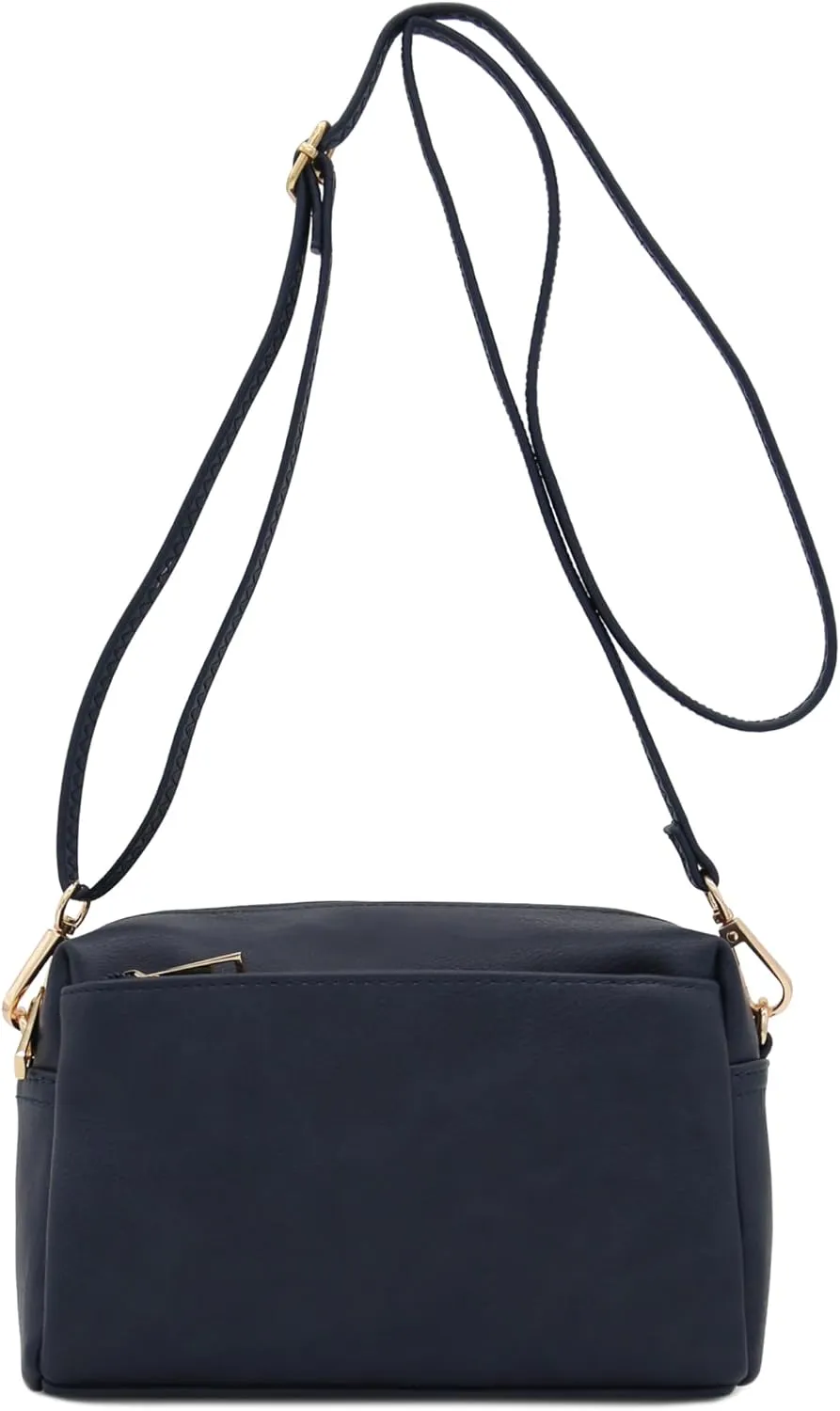 FashionPuzzle Triple Zip Small Crossbody Bag