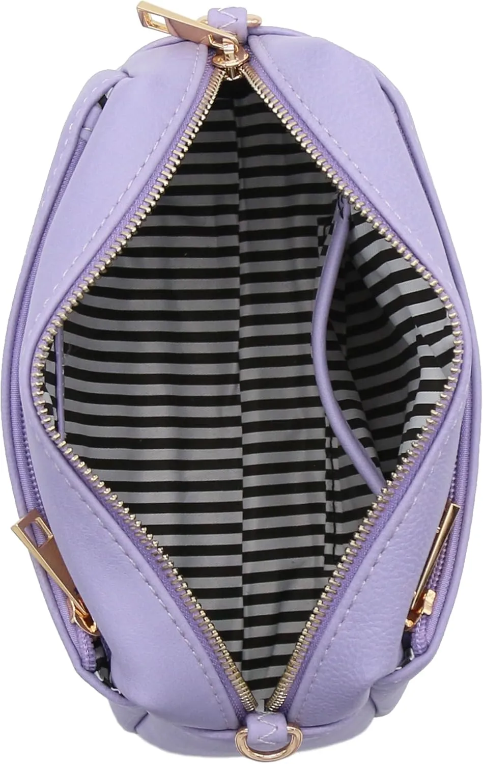 FashionPuzzle Triple Zip Small Crossbody Bag