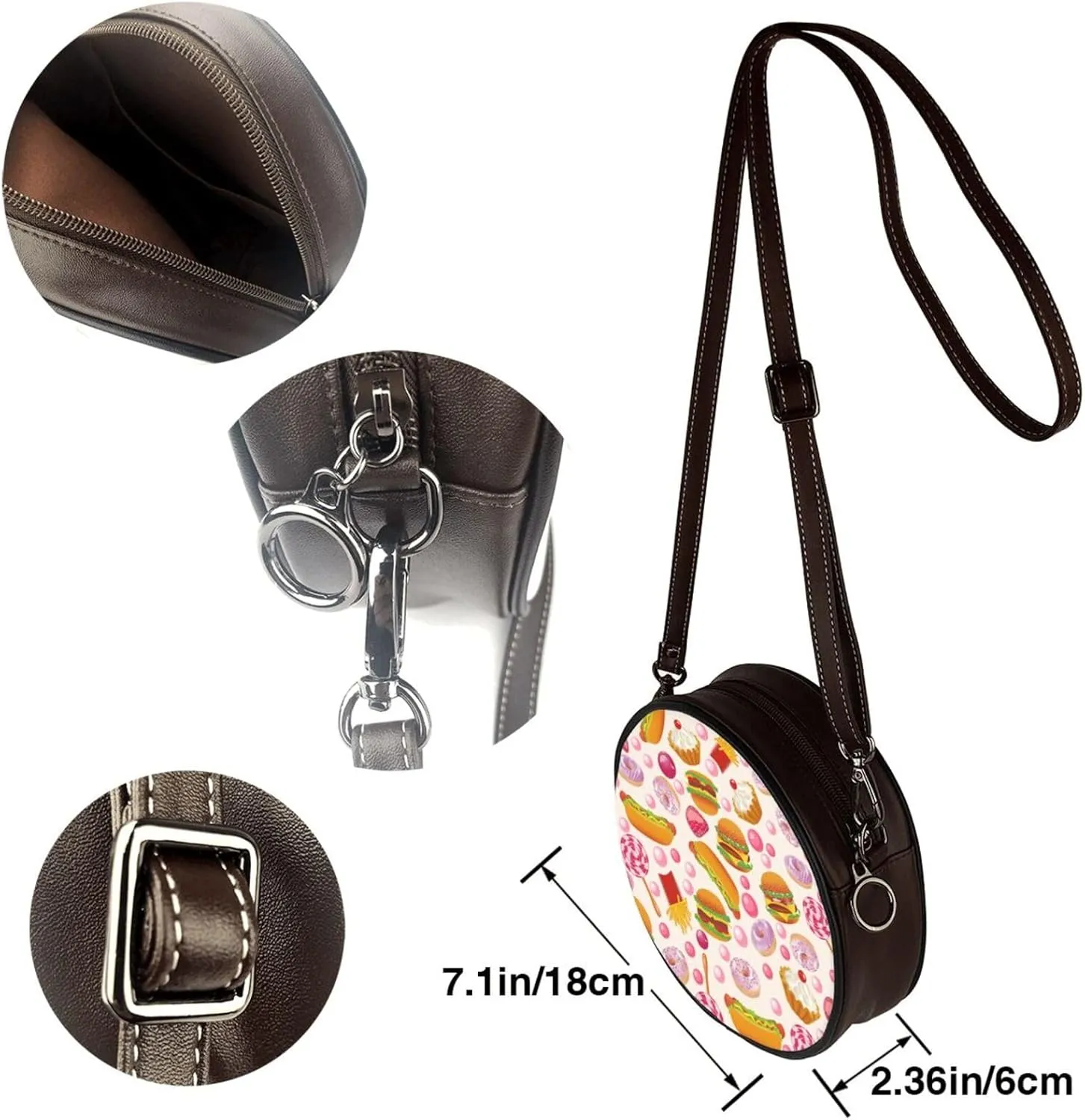 Faux Leather Shoulder Bag for Women, Round Shoulder Purse and Clutch Tote Bag with Shoulder Strap