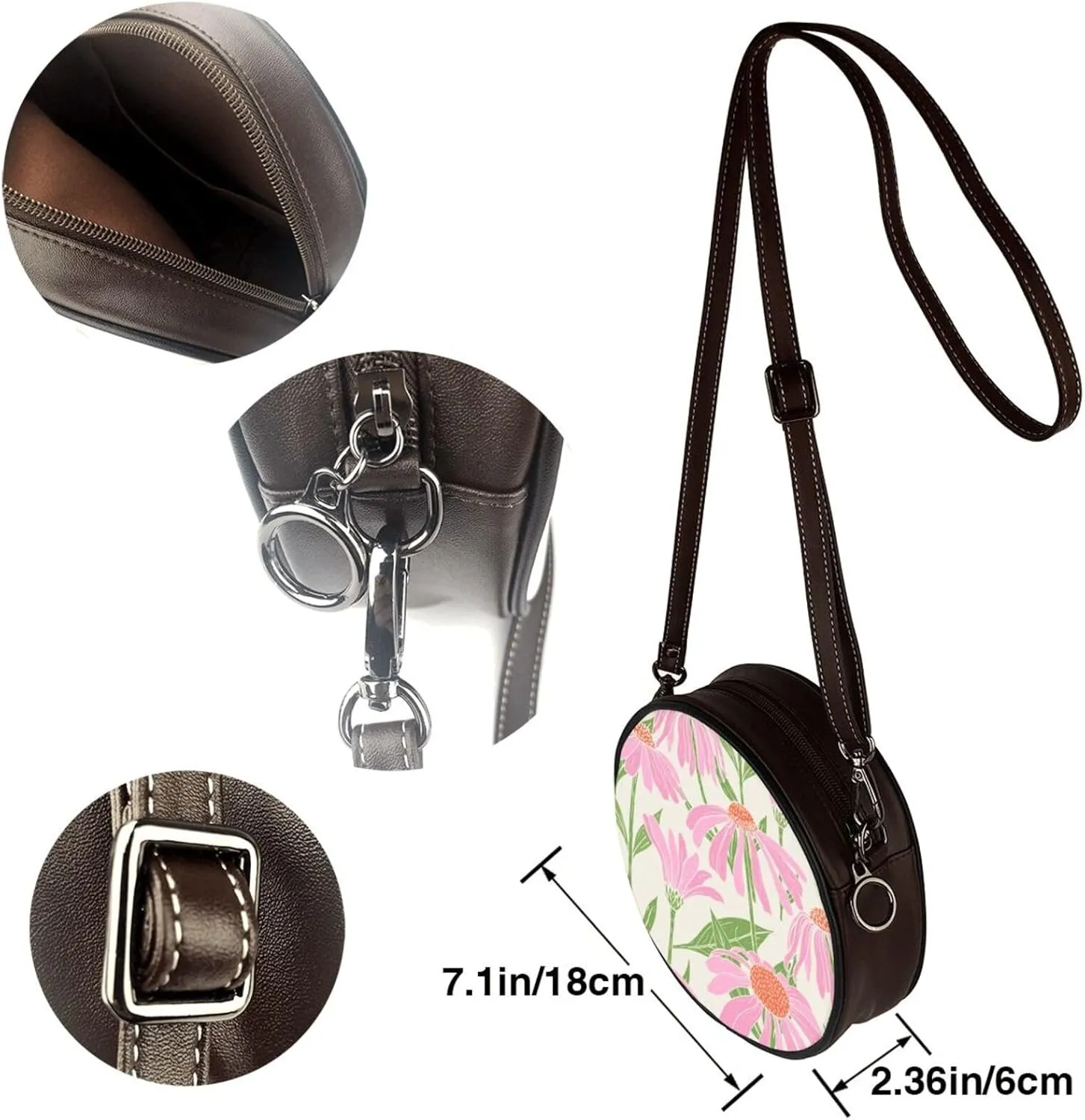 Faux Leather Shoulder Bag for Women, Round Shoulder Purse and Clutch Tote Bag with Shoulder Strap