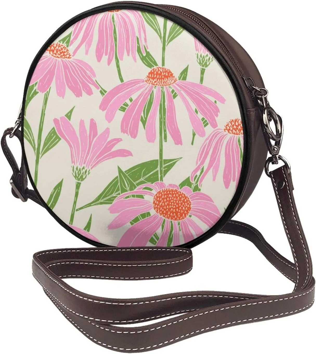 Faux Leather Shoulder Bag for Women, Round Shoulder Purse and Clutch Tote Bag with Shoulder Strap