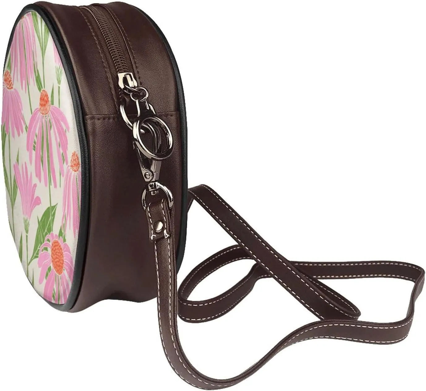 Faux Leather Shoulder Bag for Women, Round Shoulder Purse and Clutch Tote Bag with Shoulder Strap