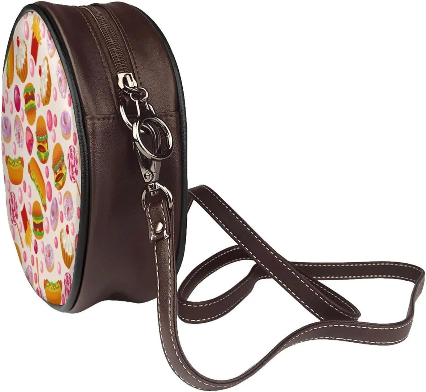 Faux Leather Shoulder Bag for Women, Round Shoulder Purse and Clutch Tote Bag with Shoulder Strap