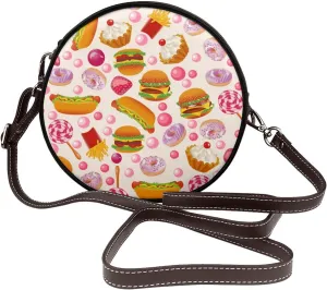 Faux Leather Shoulder Bag for Women, Round Shoulder Purse and Clutch Tote Bag with Shoulder Strap
