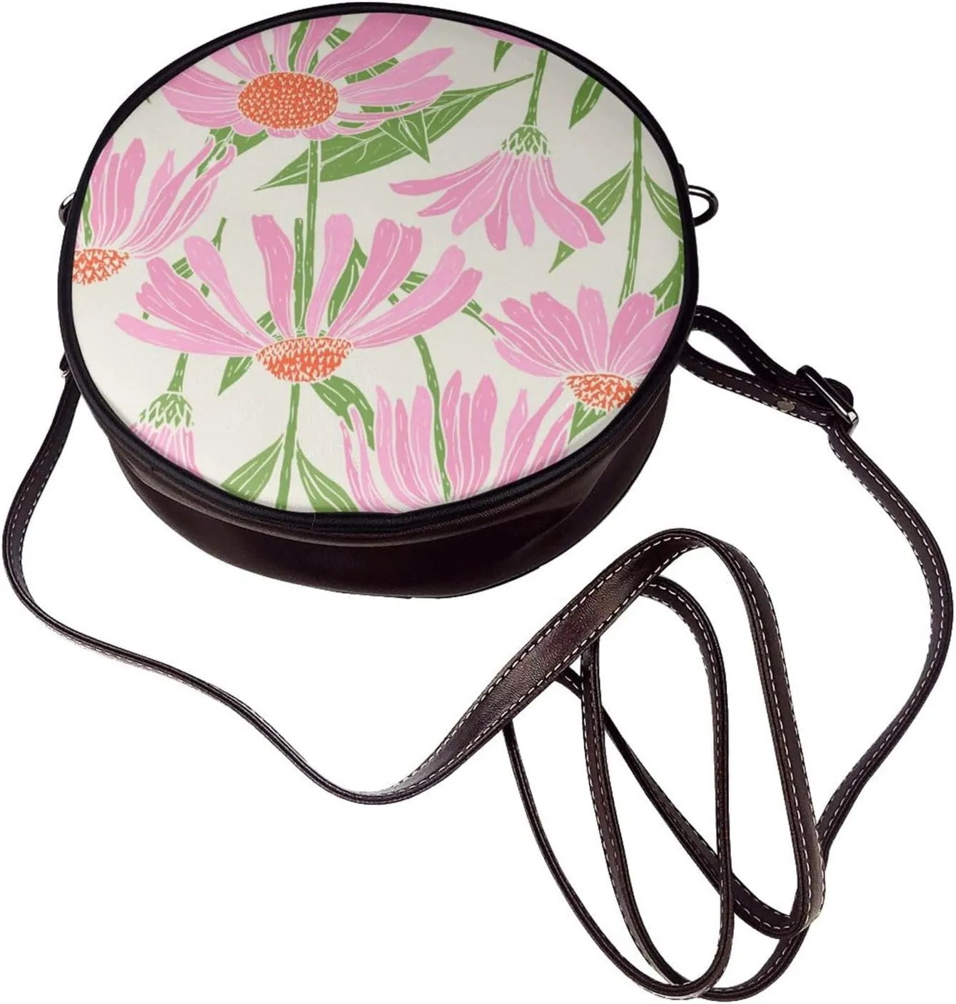 Faux Leather Shoulder Bag for Women, Round Shoulder Purse and Clutch Tote Bag with Shoulder Strap