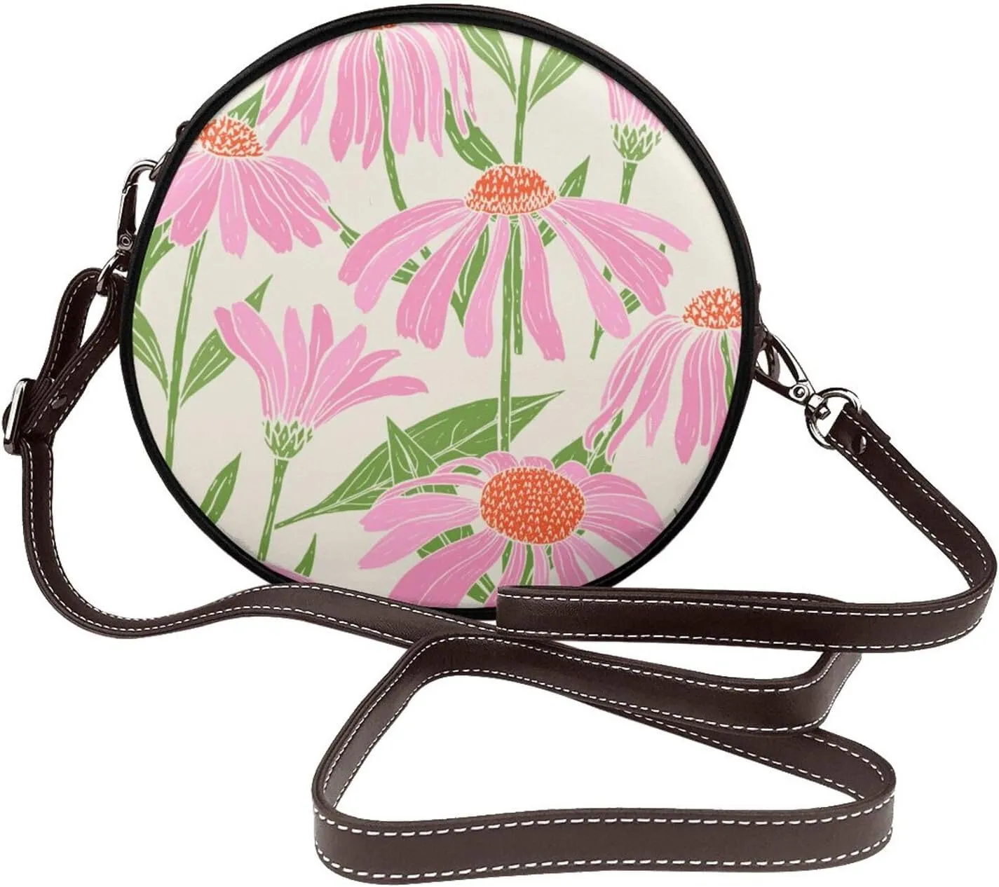Faux Leather Shoulder Bag for Women, Round Shoulder Purse and Clutch Tote Bag with Shoulder Strap