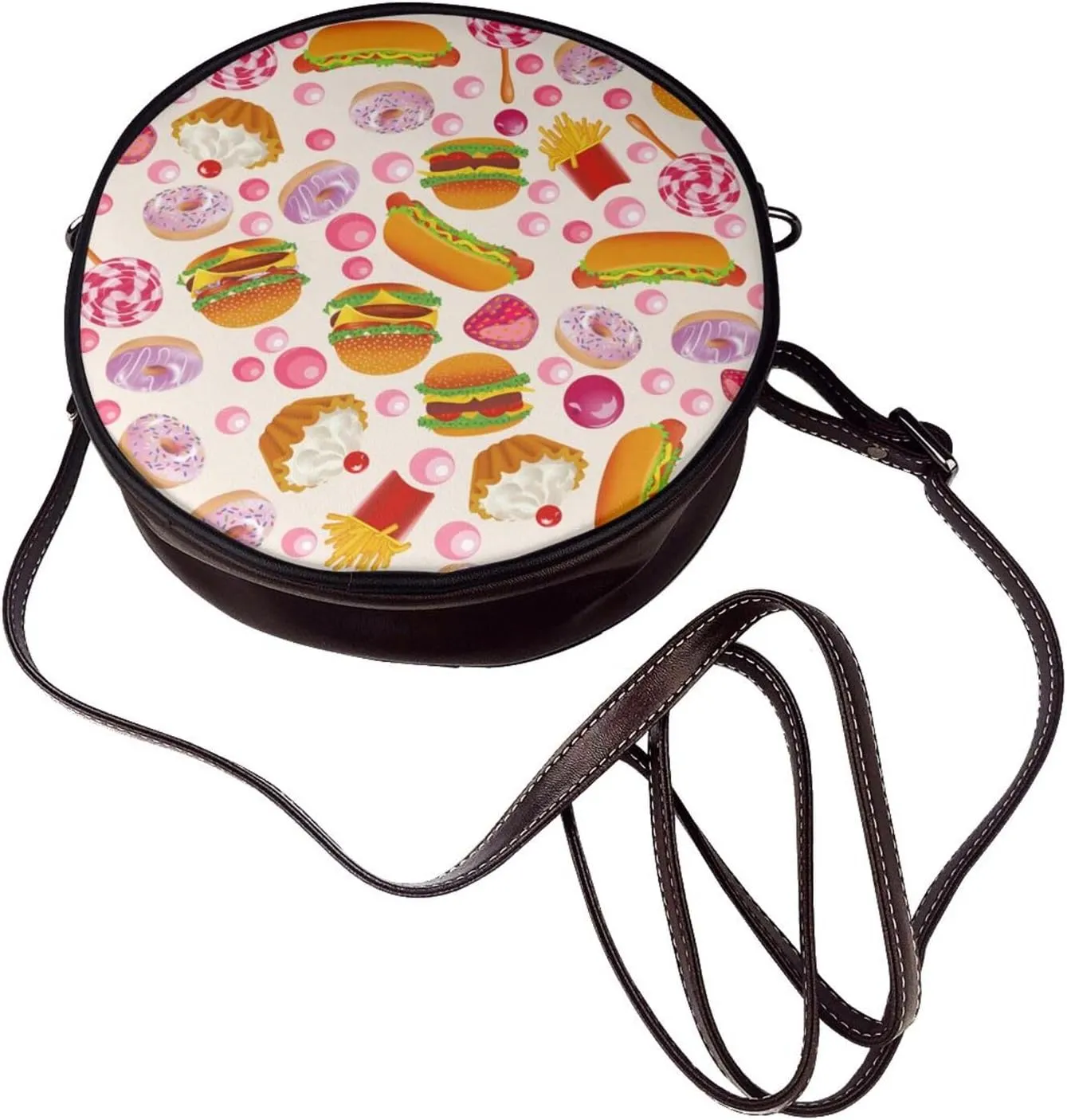 Faux Leather Shoulder Bag for Women, Round Shoulder Purse and Clutch Tote Bag with Shoulder Strap