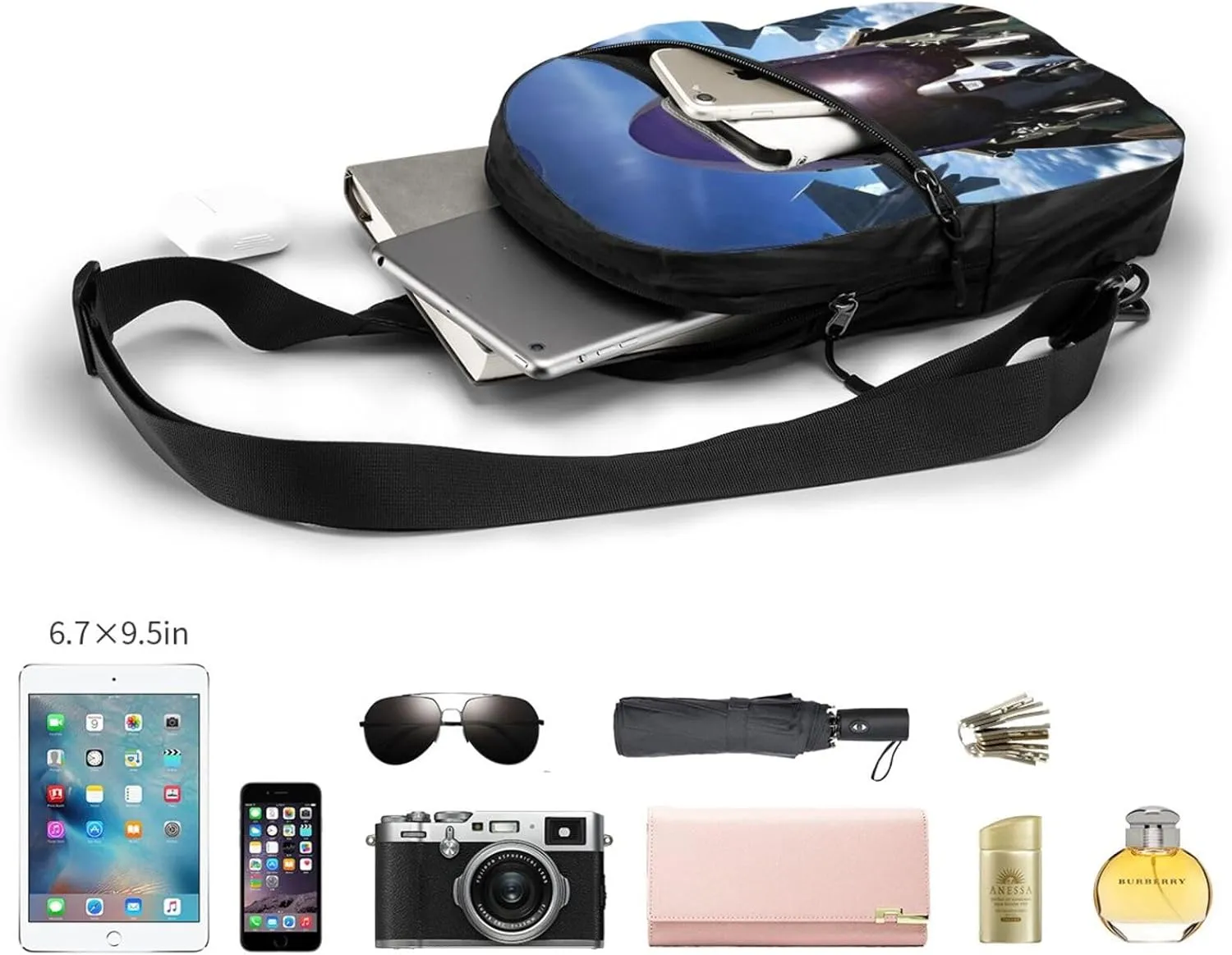 Fighter Pilot Sling Bag for Men Women, Small Crossbody Sling Backpack Shoulder Chest Bag, Anti Theft Travel Hiking Sports