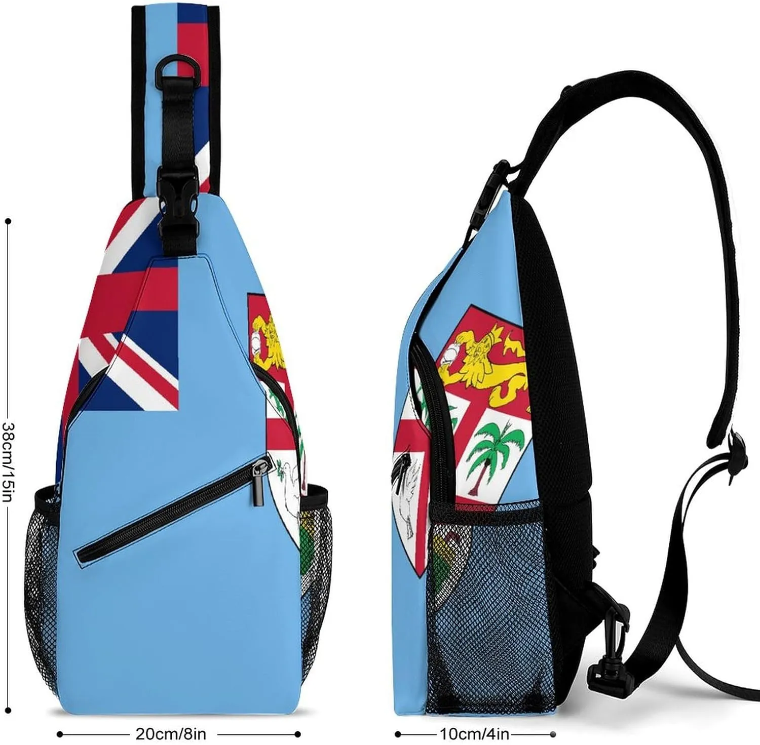 Fiji Flag Sling Bag Crossbody Chest Bag Shoulder Bag For Travel Hiking Cycling Camping