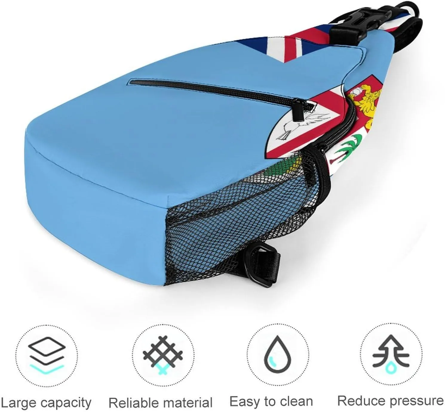 Fiji Flag Sling Bag Crossbody Chest Bag Shoulder Bag For Travel Hiking Cycling Camping