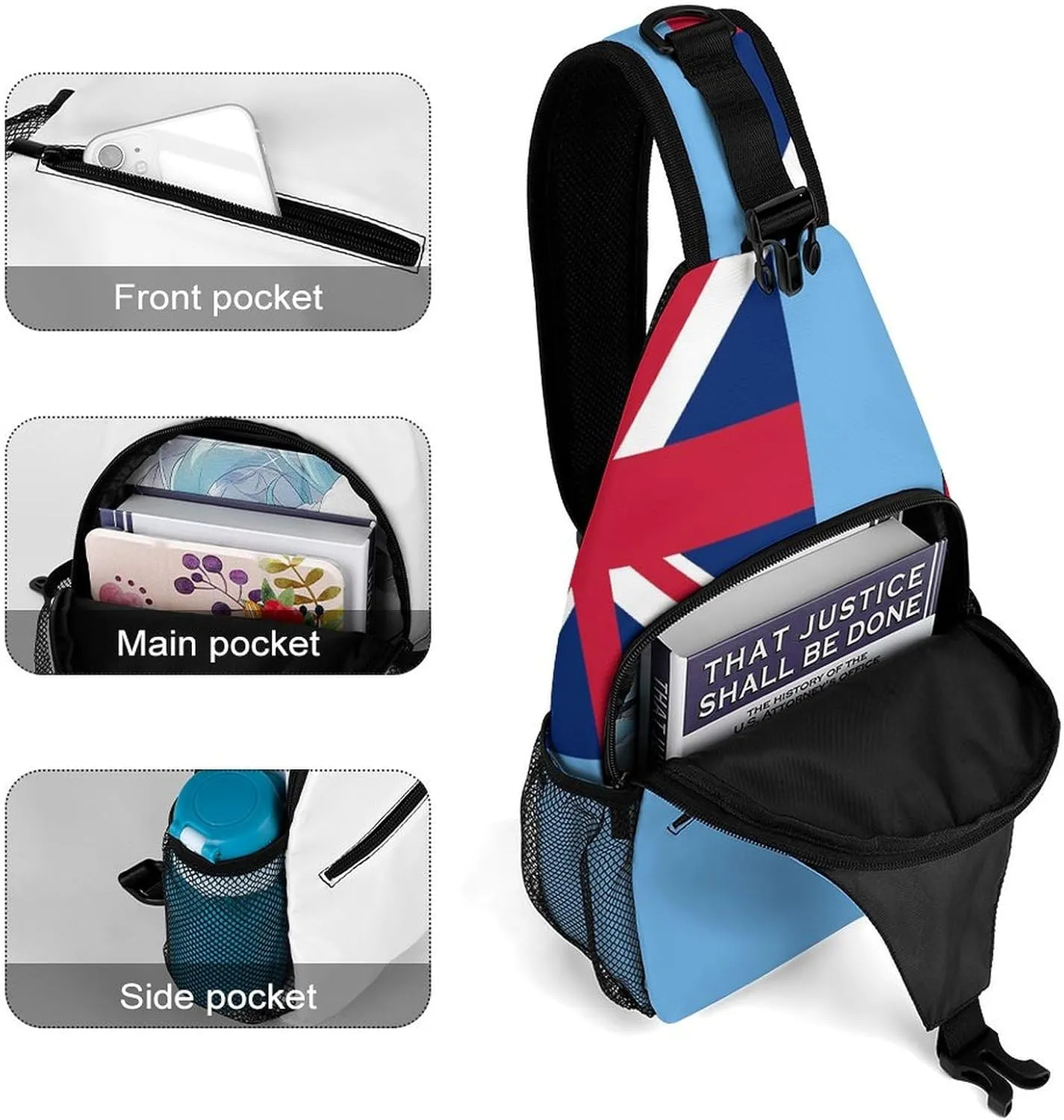 Fiji Flag Sling Bag Crossbody Chest Bag Shoulder Bag For Travel Hiking Cycling Camping