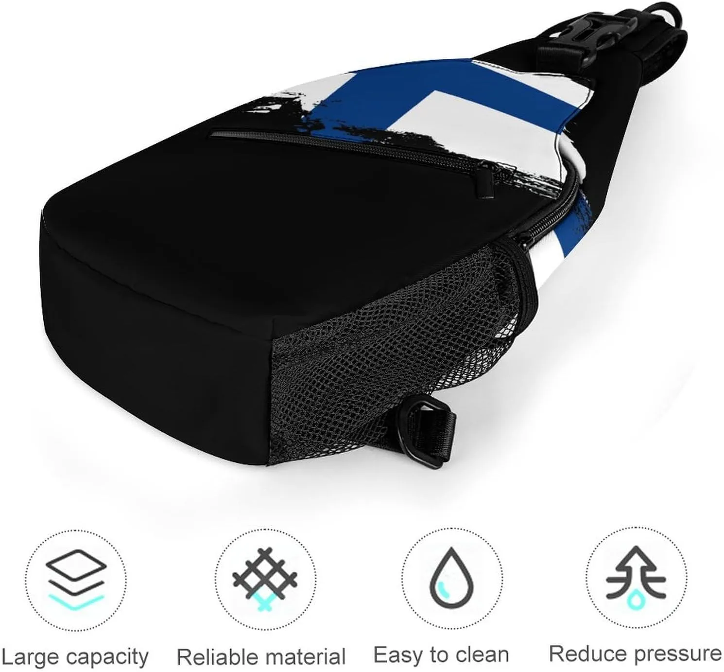 Finland Flag Brush Stroke Sling Bag Crossbody Chest Bag Shoulder Bag For Travel Hiking Cycling Camping