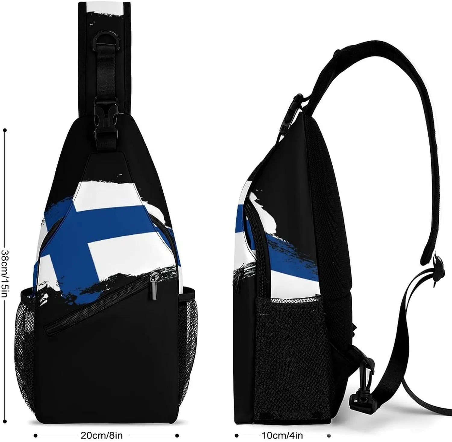 Finland Flag Brush Stroke Sling Bag Crossbody Chest Bag Shoulder Bag For Travel Hiking Cycling Camping